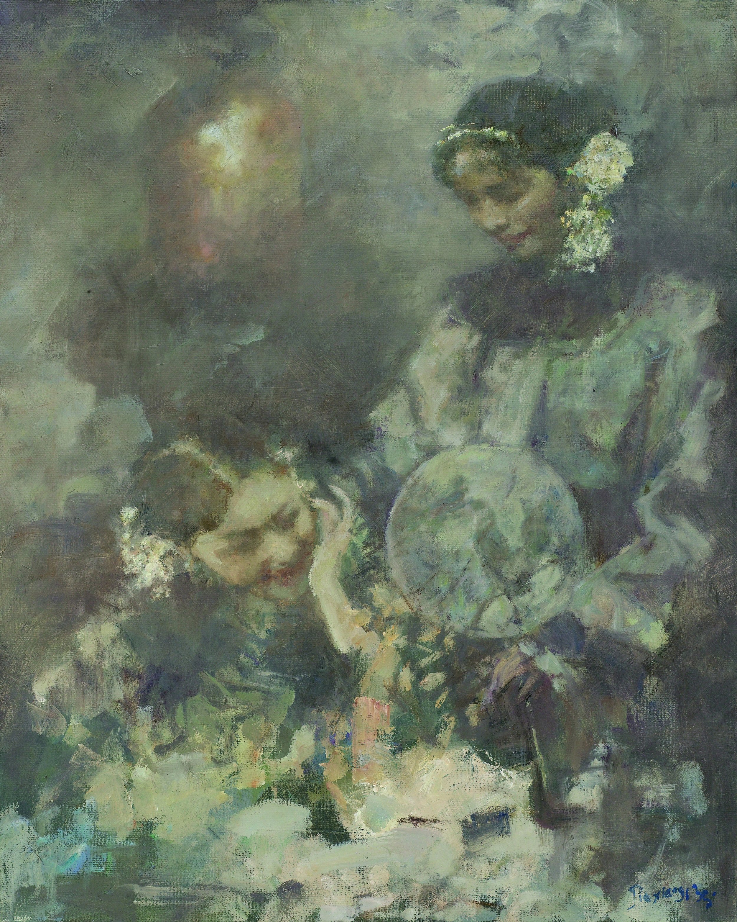 贝家骧 中国扇子-窈窕 Chinese Fan-The Svelte Pair 布面油画 80×100cm 2015.jpg