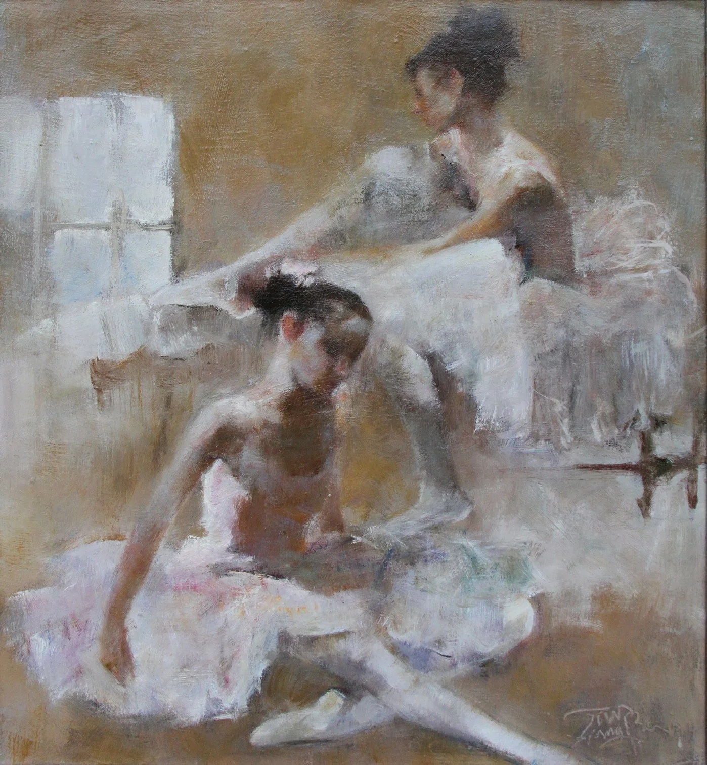 贝家骧 幕间休息  Behind the Velvet 布面油画 37×40cm 2014.JPG
