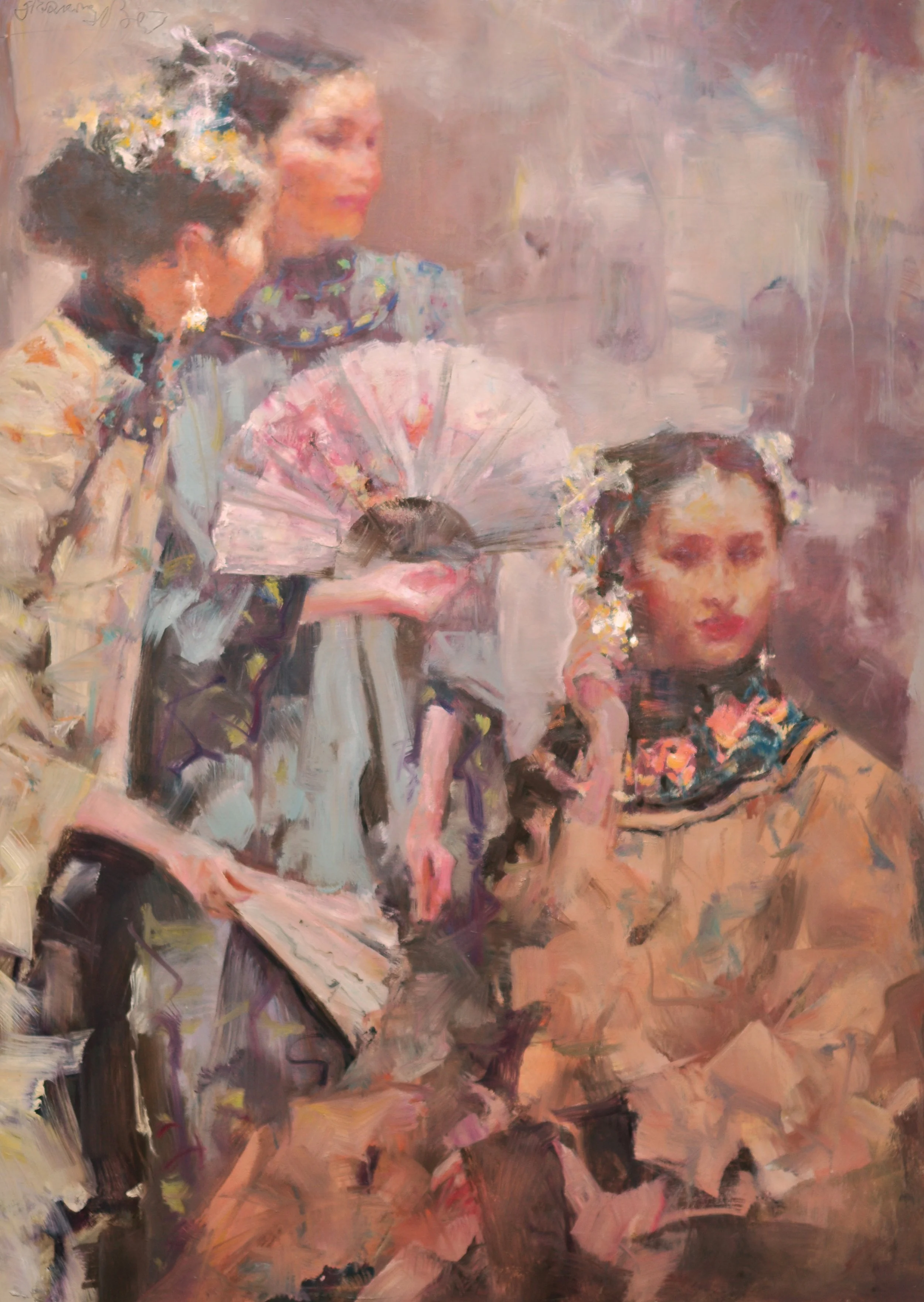 贝家骧 中国扇子-矜持 Chinese Fan-Reserved Grace 布面油画 98×138cm 2015.JPG