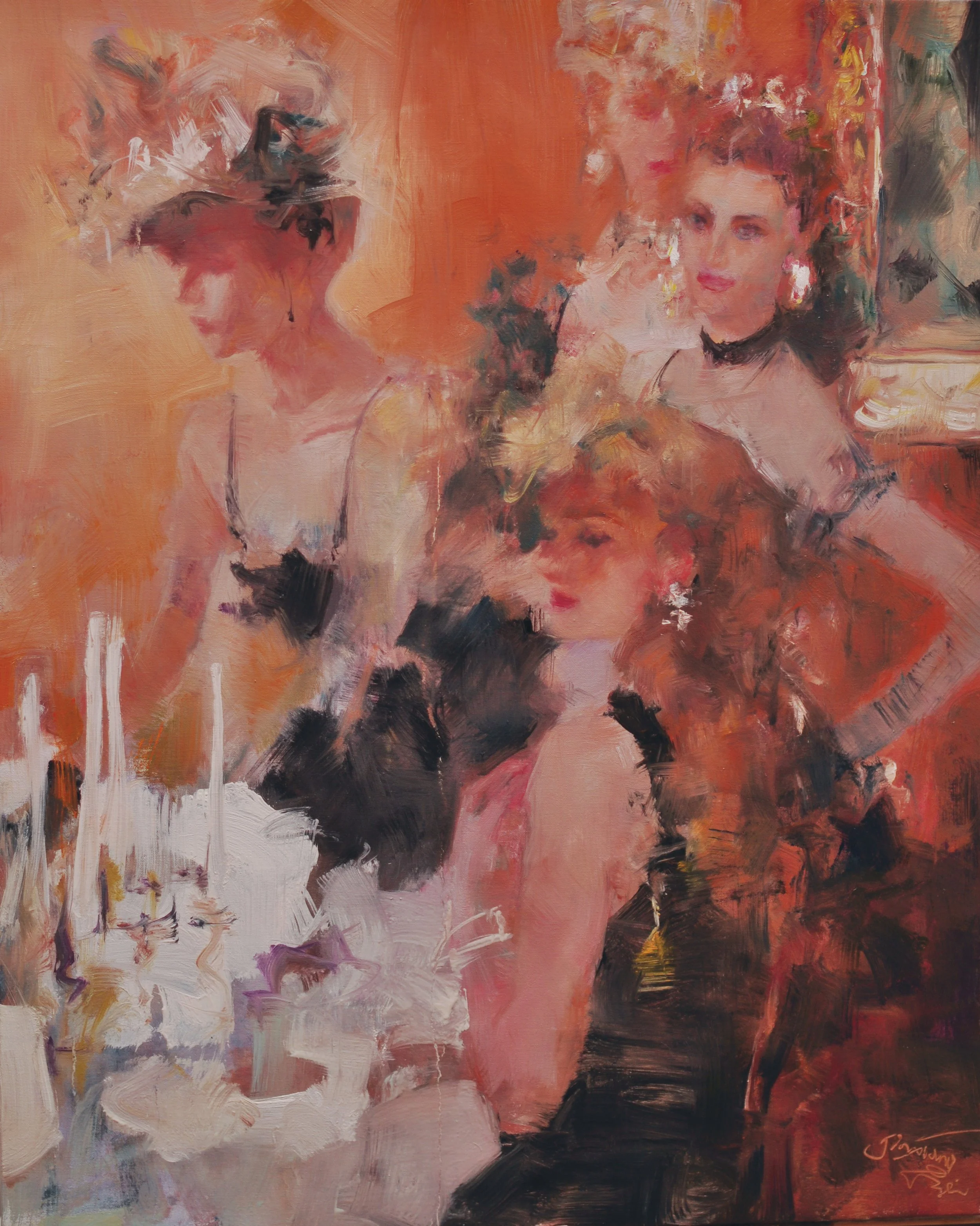 贝家骧 中国扇子-注目 Chinese Fan-Converging Gazes 布面油画 80×100cm 2014.JPG