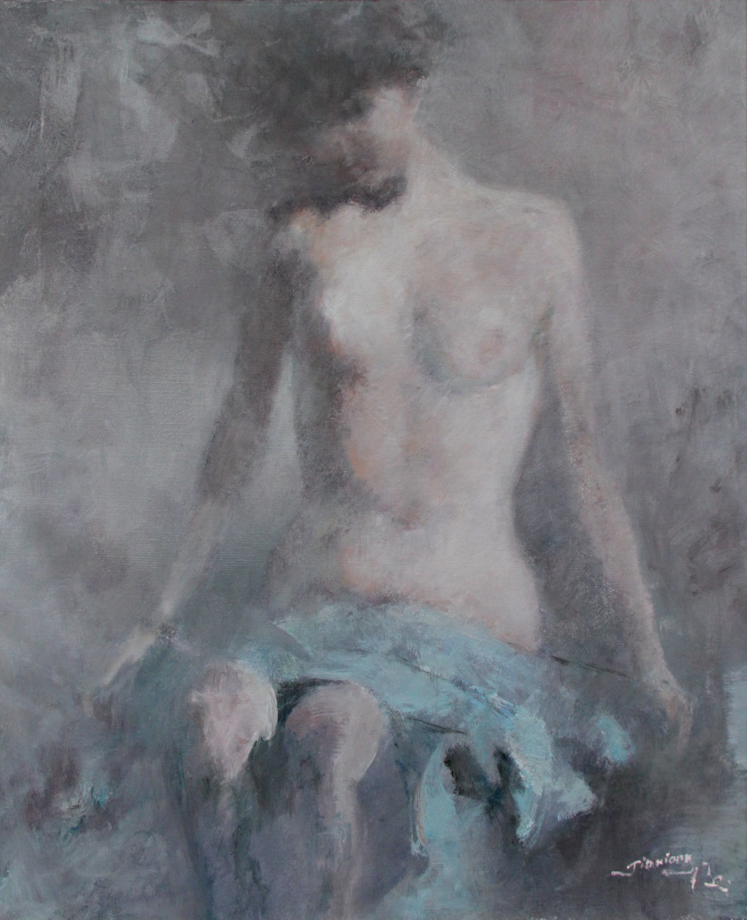 贝家骧 羞涩 Bashful 布面油画 73×90cm 2014.JPG