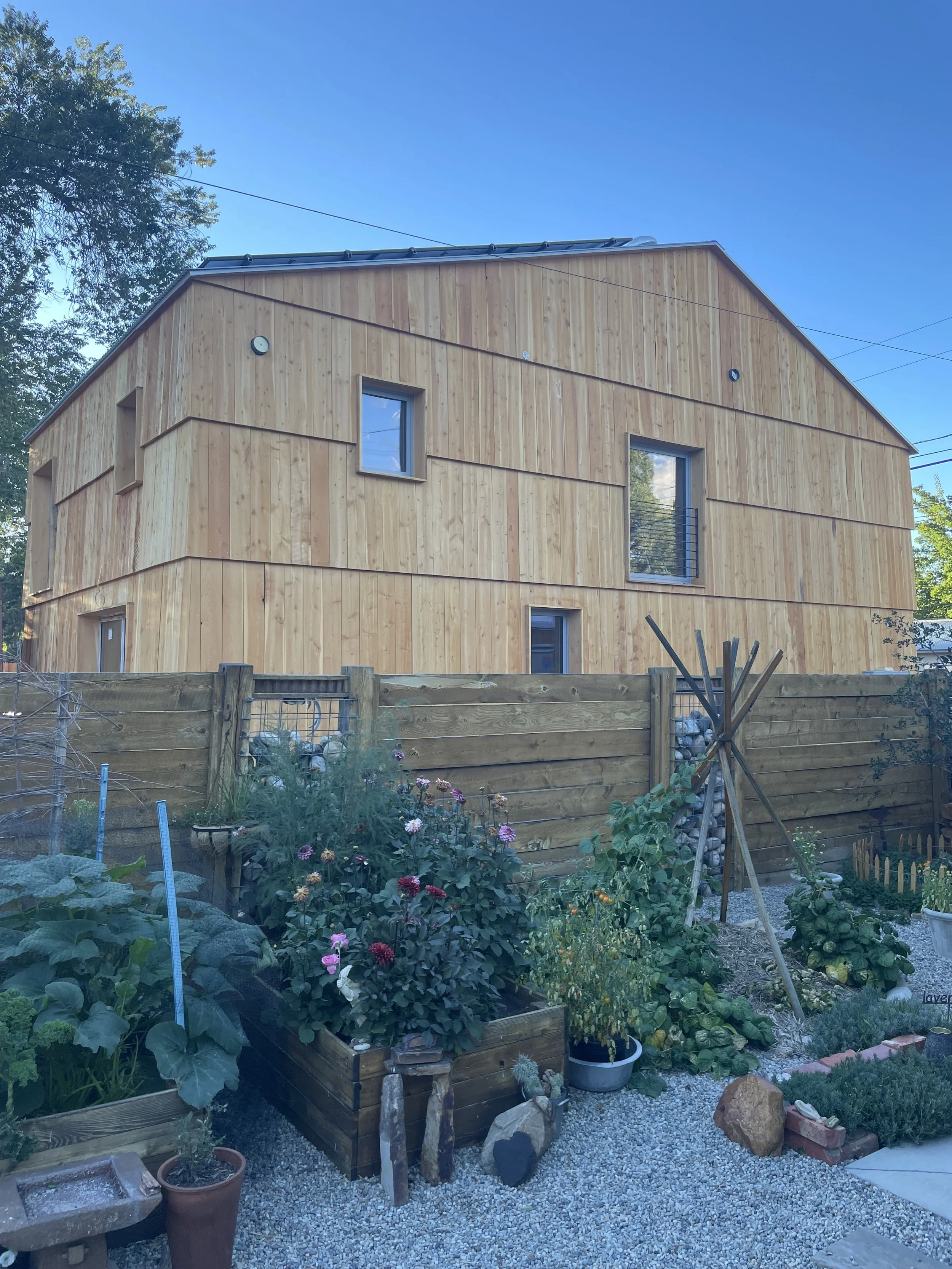 A design and build from JackRabbit that features a locally milled traditional timber frame and full douglas fir cladding in and out. This dramatically decreased the carbon from transportation of material in the building of the structure. Only moving 