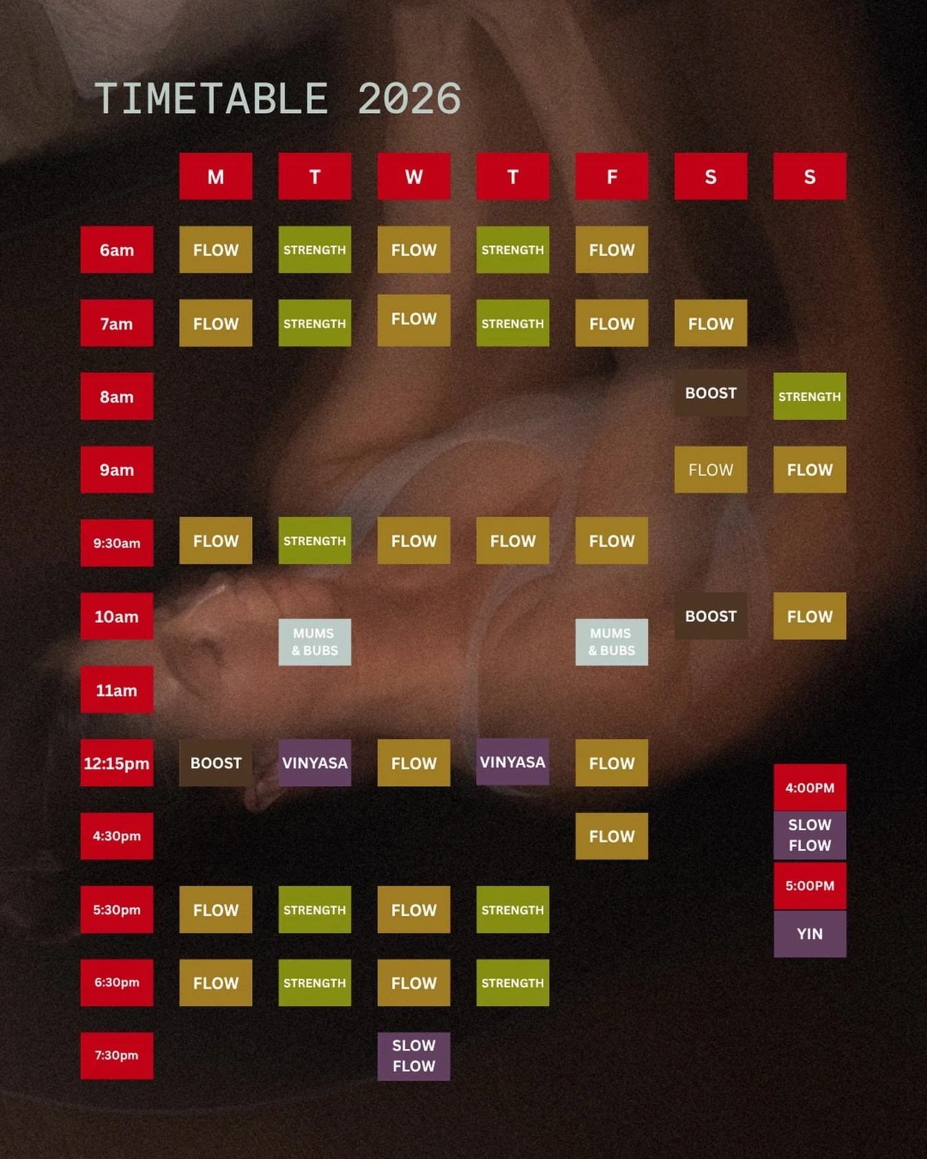 OUR TIMETABLE ❤️&zwj;🔥