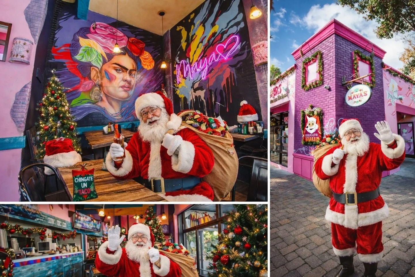 When Santa skips the North Pole and comes straight to Maya&rsquo;s 🎅💖🌮
Happy holidays from our familia to yours