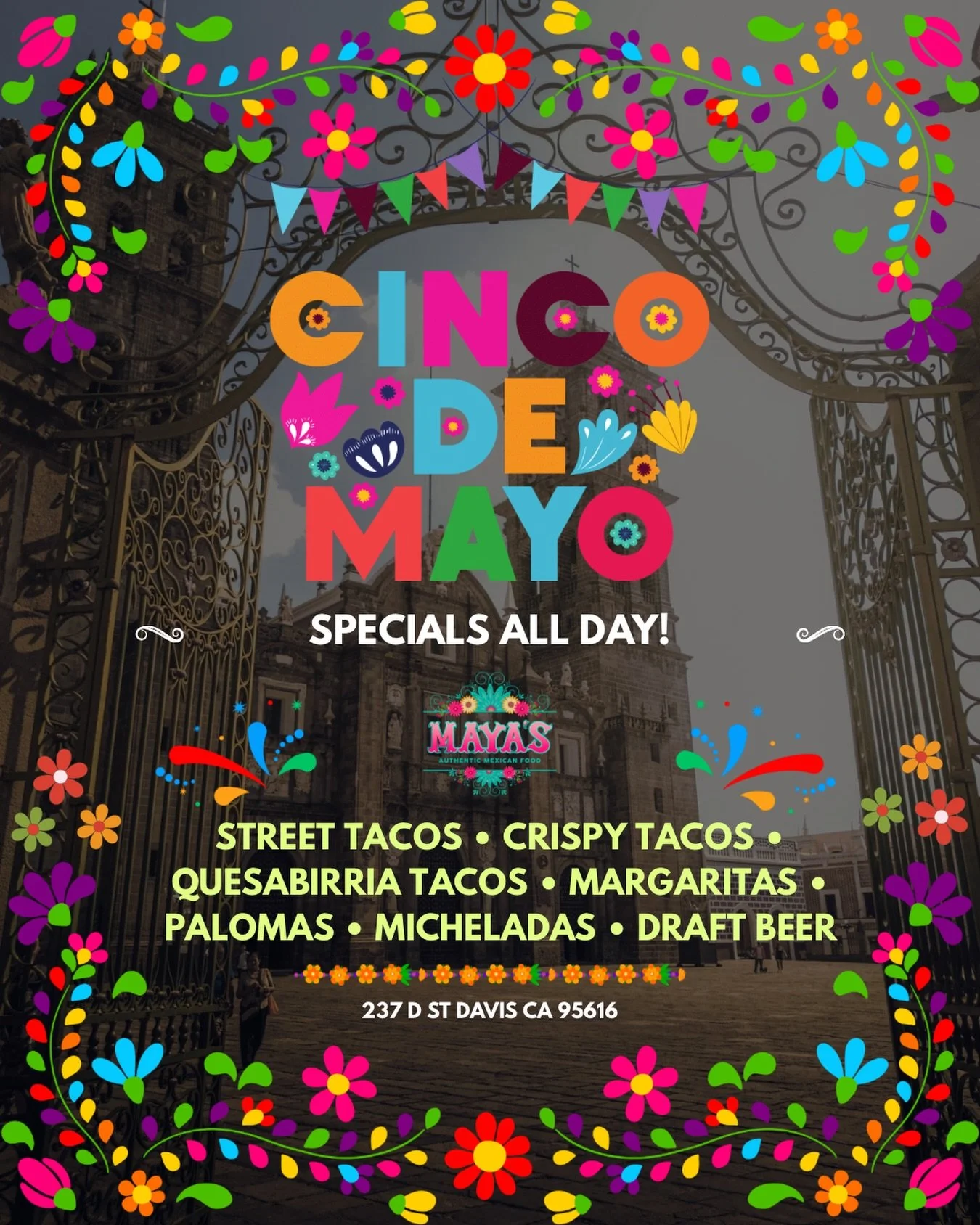 Cinco de Mayo done right 🌮🍹
Tacos, margaritas, micheladas&hellip; all day vibes at Maya&rsquo;s 💃🏽🔥
Pull up, eat good, drink better, and celebrate with us 🇲🇽

#CincoDeMayo #DavisEats #TacoTime #MargaritaSeason #FoodieFinds