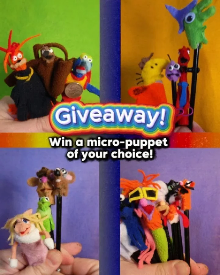Win one of our micro-puppets!

Enter our giveaway by the end of February and win whichever micropuppet you'd like!

How to Enter:
1. Make sure you're following us
2. Like this post
3. Comment with your favorite micropuppet (and/or which character/ani