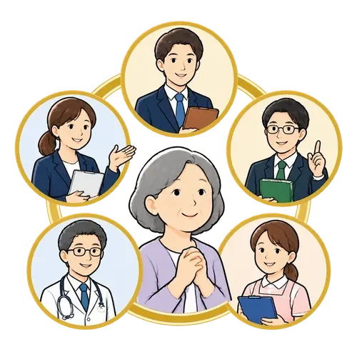専門家や支援者につないで将来に備えるイメージ