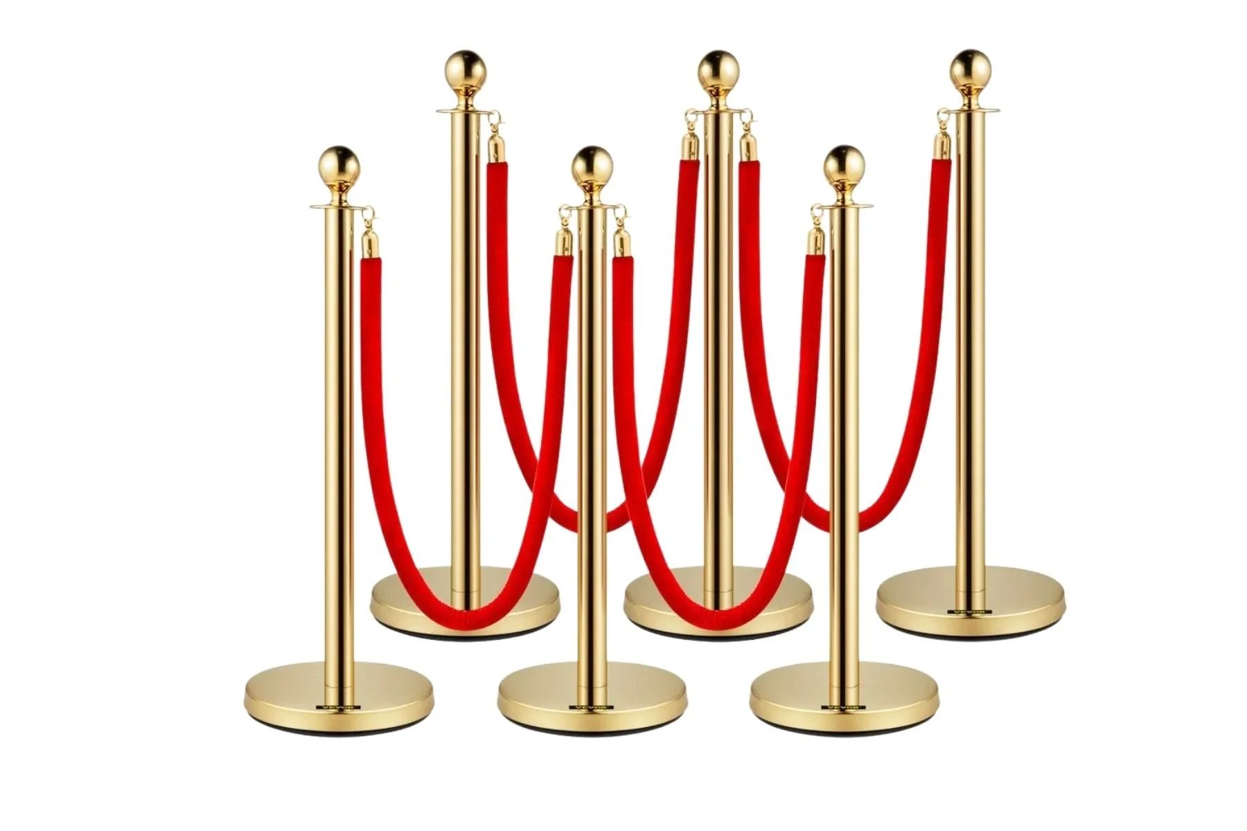 Gold ball top stanchions with red velvet rope for VIP event rental in Tri-Cities WA by Luna Event Rentals