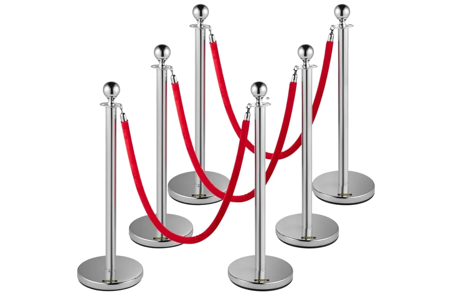 Silver VIP stanchion rope barrier for modern red carpet and exclusive event access