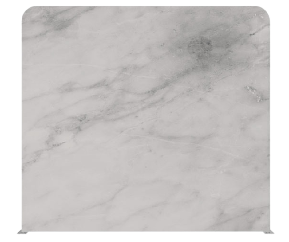 White marble photo booth backdrop for modern weddings and corporate events