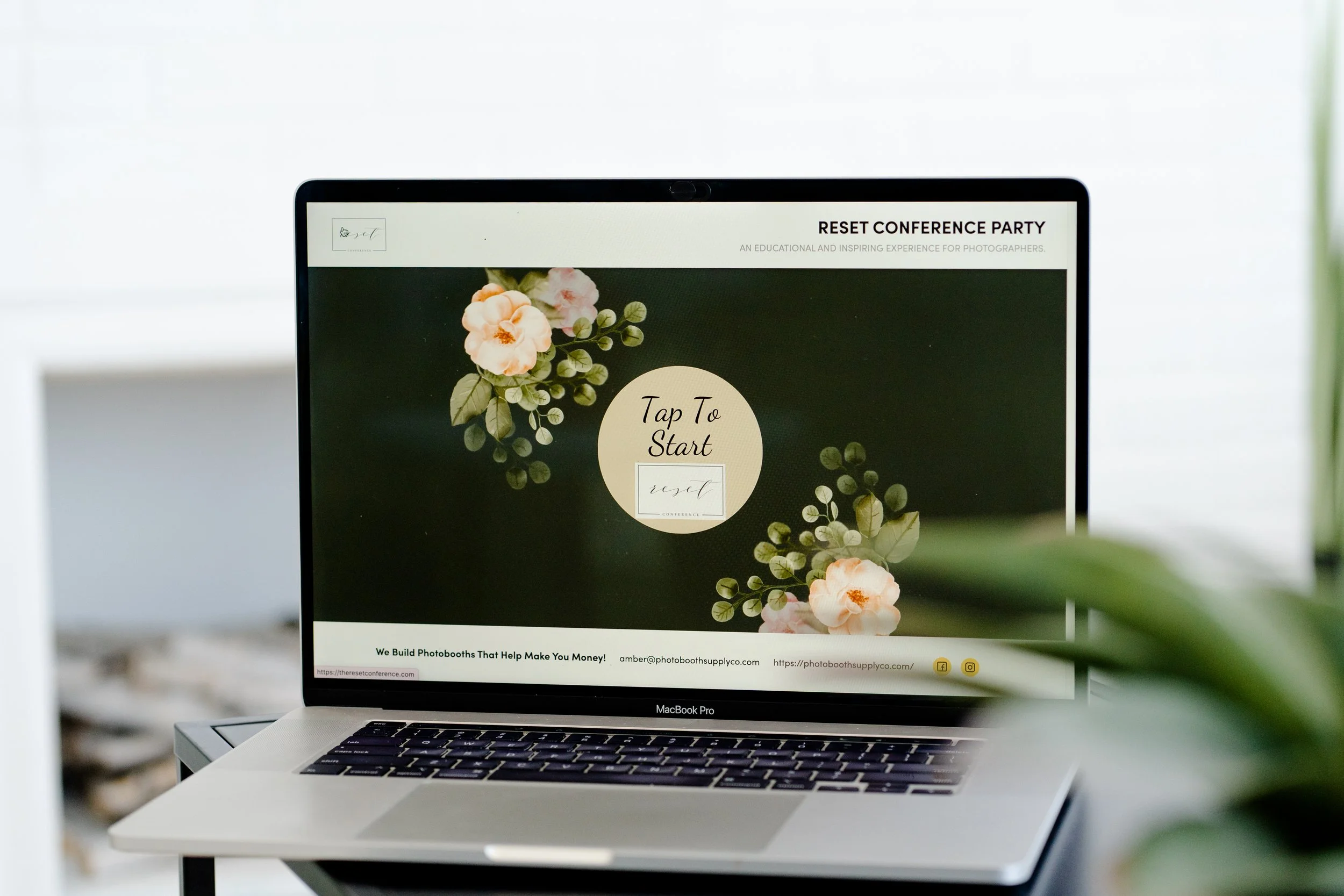 Event booking screen display with elegant floral design, perfect for weddings and events in Tri-Cities WA by Luna Event Rentals.