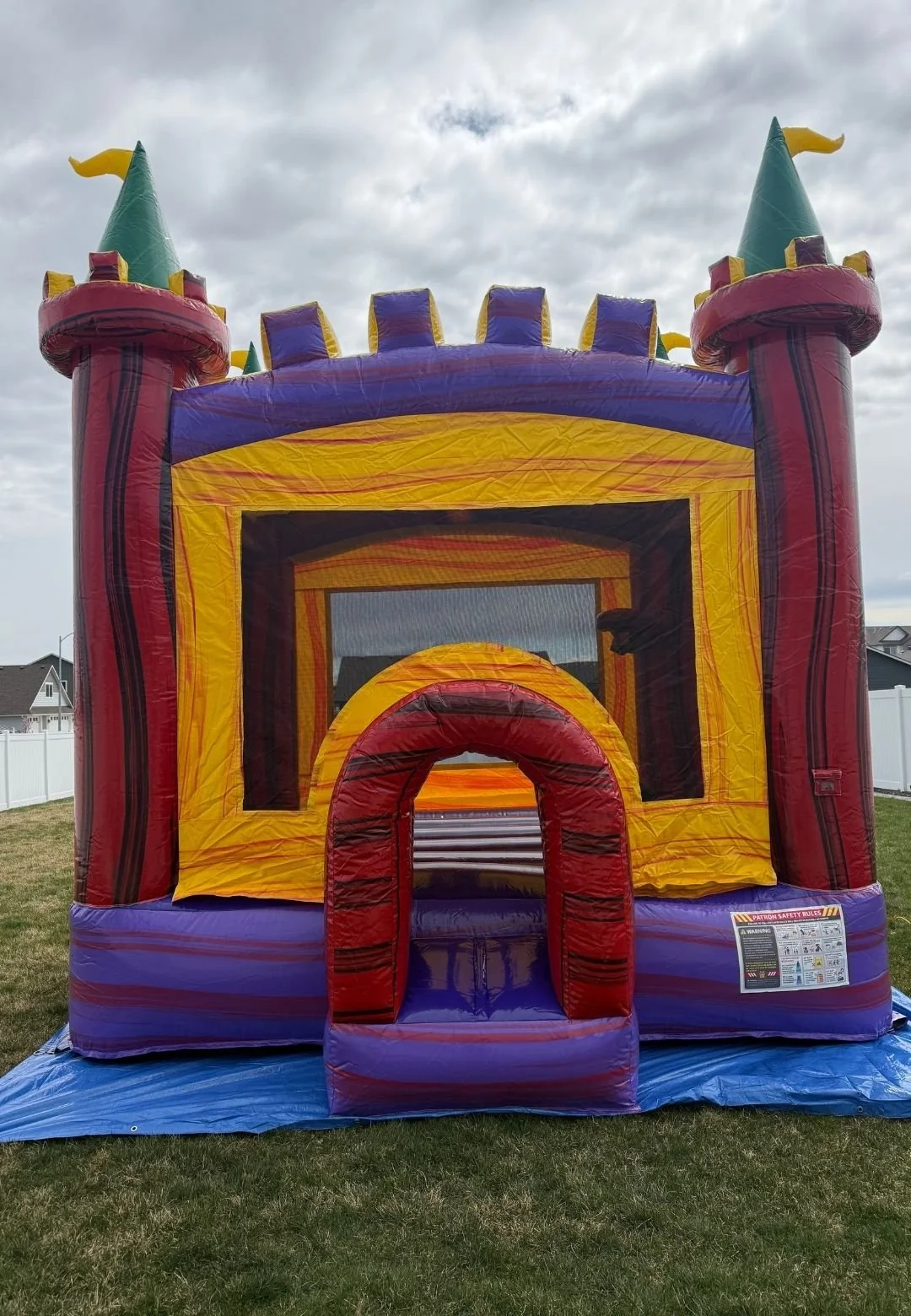 Colorful inflatable castle bounce house rental for kids parties and outdoor events