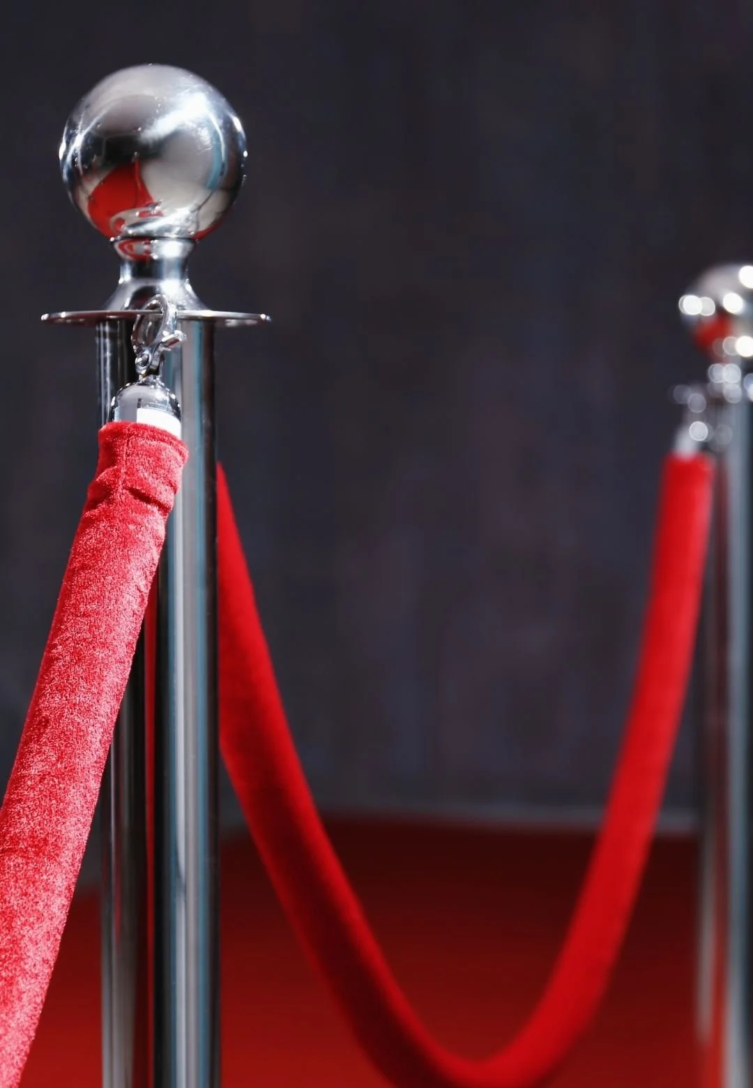 Red carpet stanchion rental with velvet ropes for VIP events and photo ops