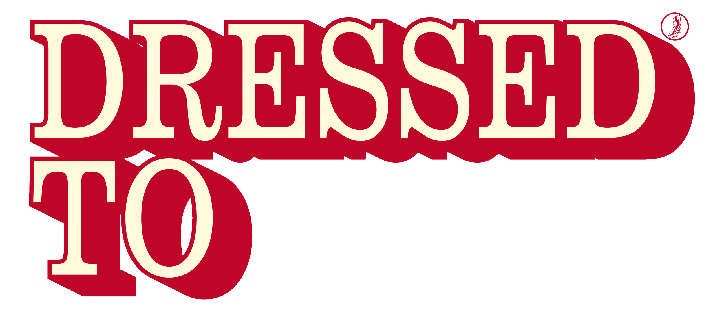 Logo du film "Dressed to Kill" avec des lettres majuscules rouges et blanches.