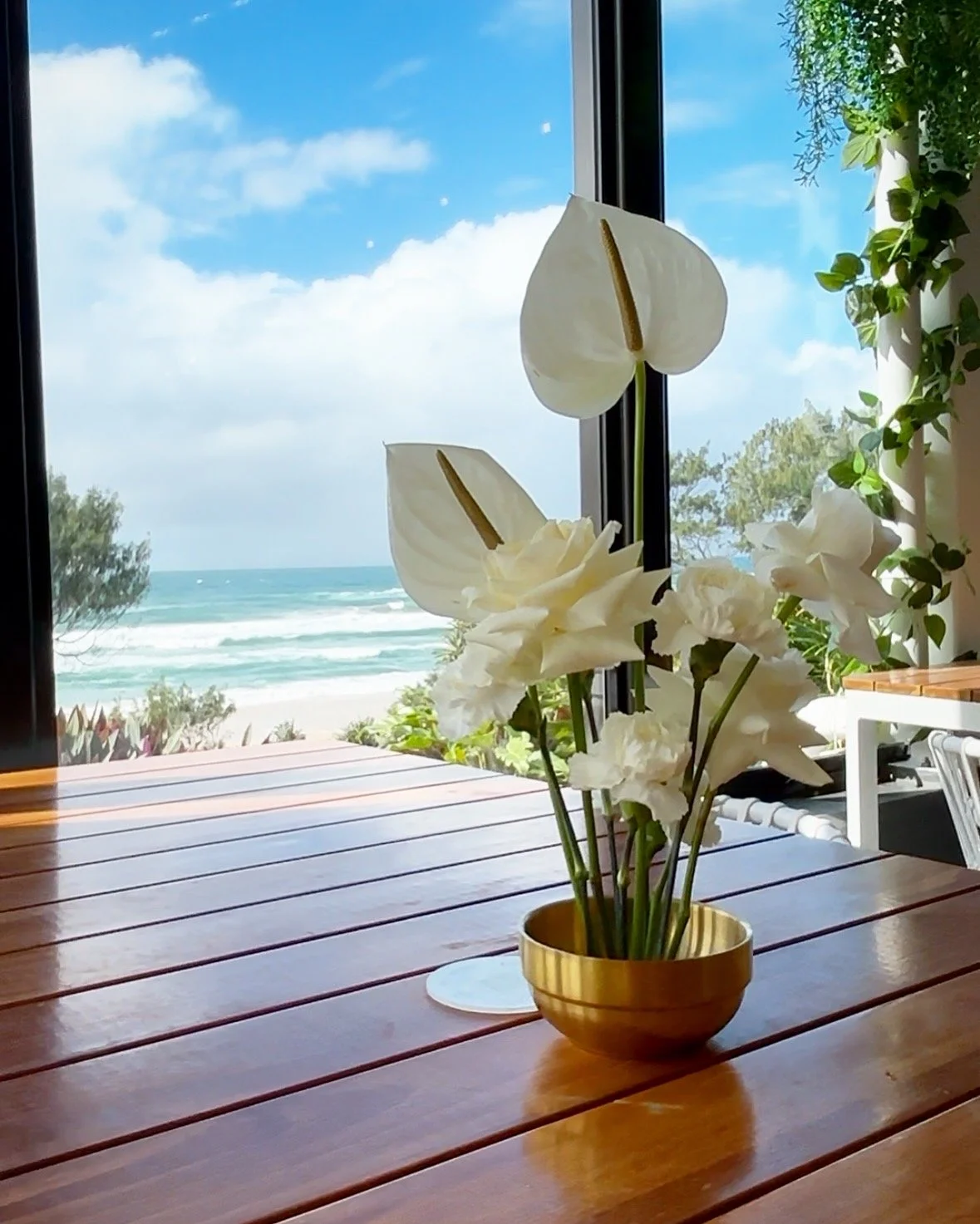 White and Gold flowers for table centrepieces
