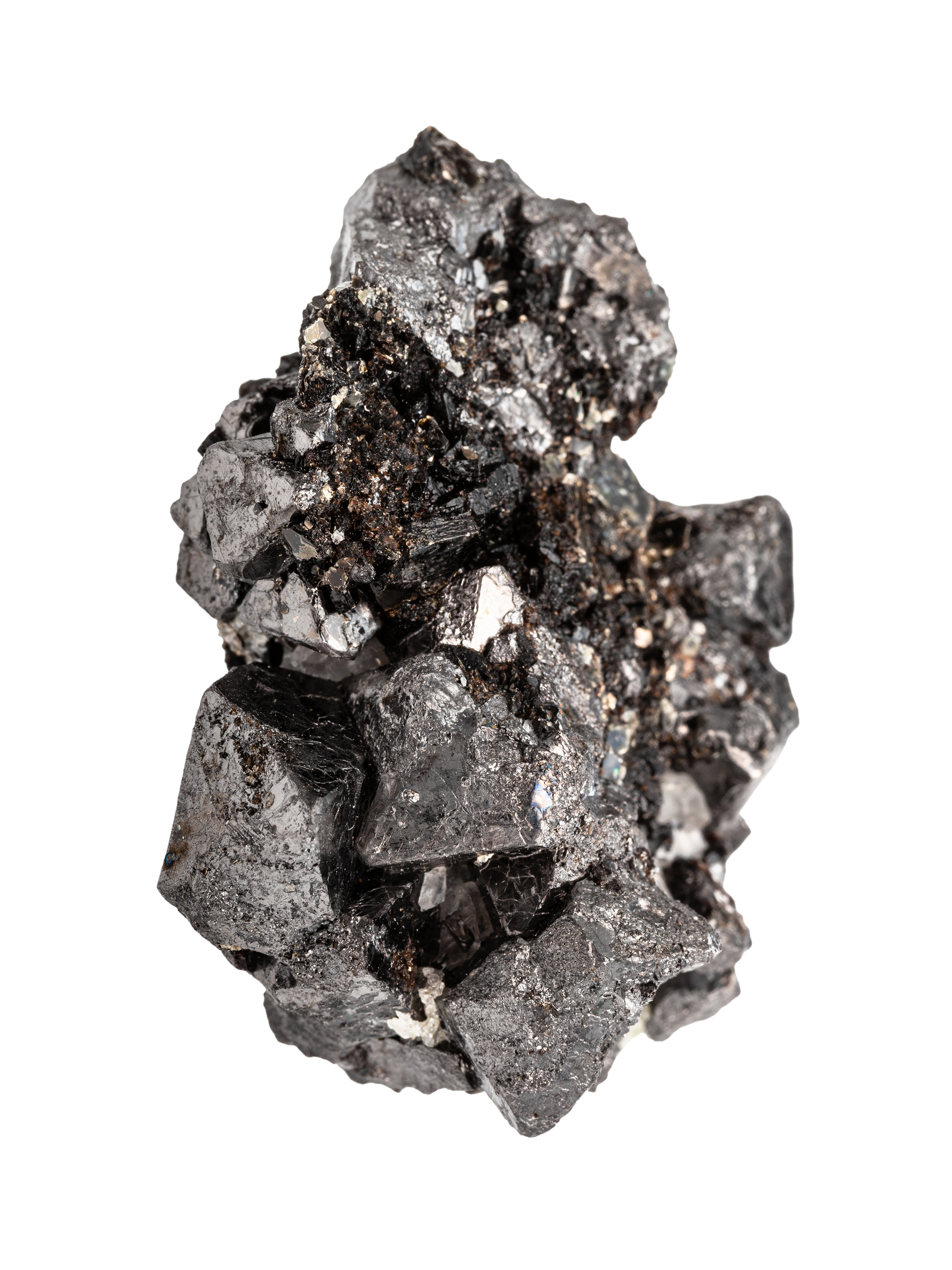Close-up of crystalline magnetite lodestone iron ore rock
