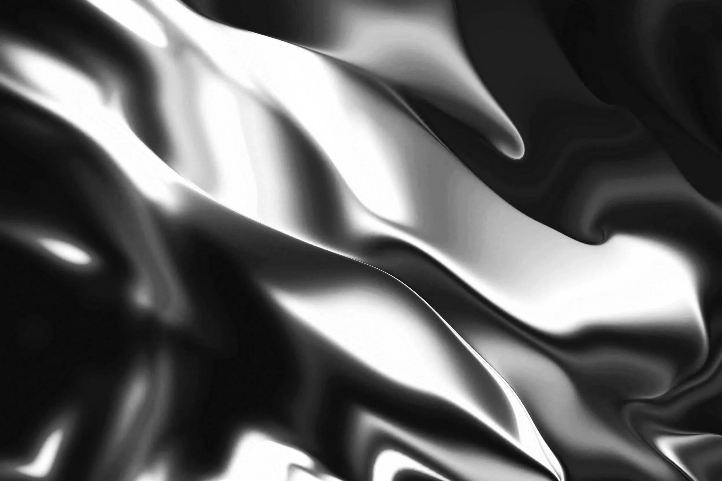 Black and white abstract wavy metallic surface.