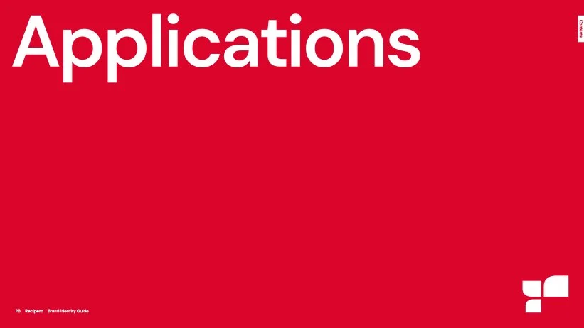 Red background with white text that reads 'Applications' and a small logo in the bottom right corner.