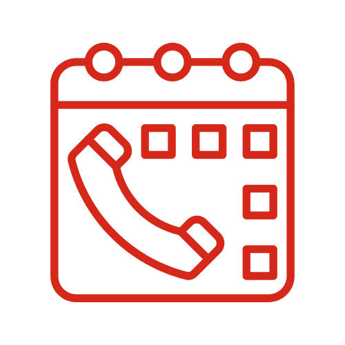 Icon of a calendar with a phone receiver on it.