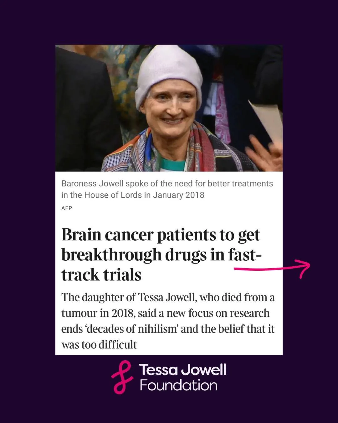 Did you catch us in The Times this weekend?

The government has announced a new funding boost of &pound;32 million to accelerate research into brain cancer. Our Founder-CEO Jess Mills was honoured to be asked to write an op-ed on this landmark new in