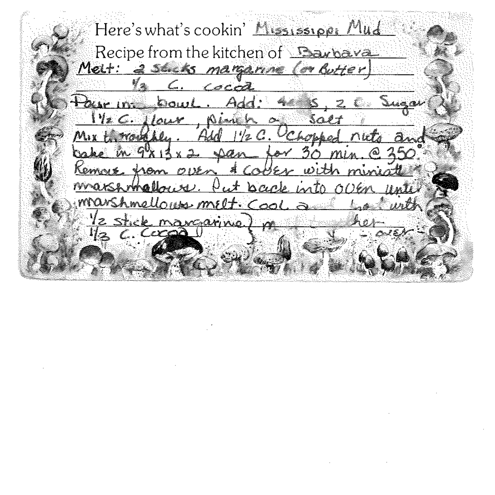 Mississippi Mud recipe from Clarice’s collection