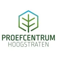 Logo of PROEFcentrum Hoogstraten with a stylized green tree enclosed in a hexagon