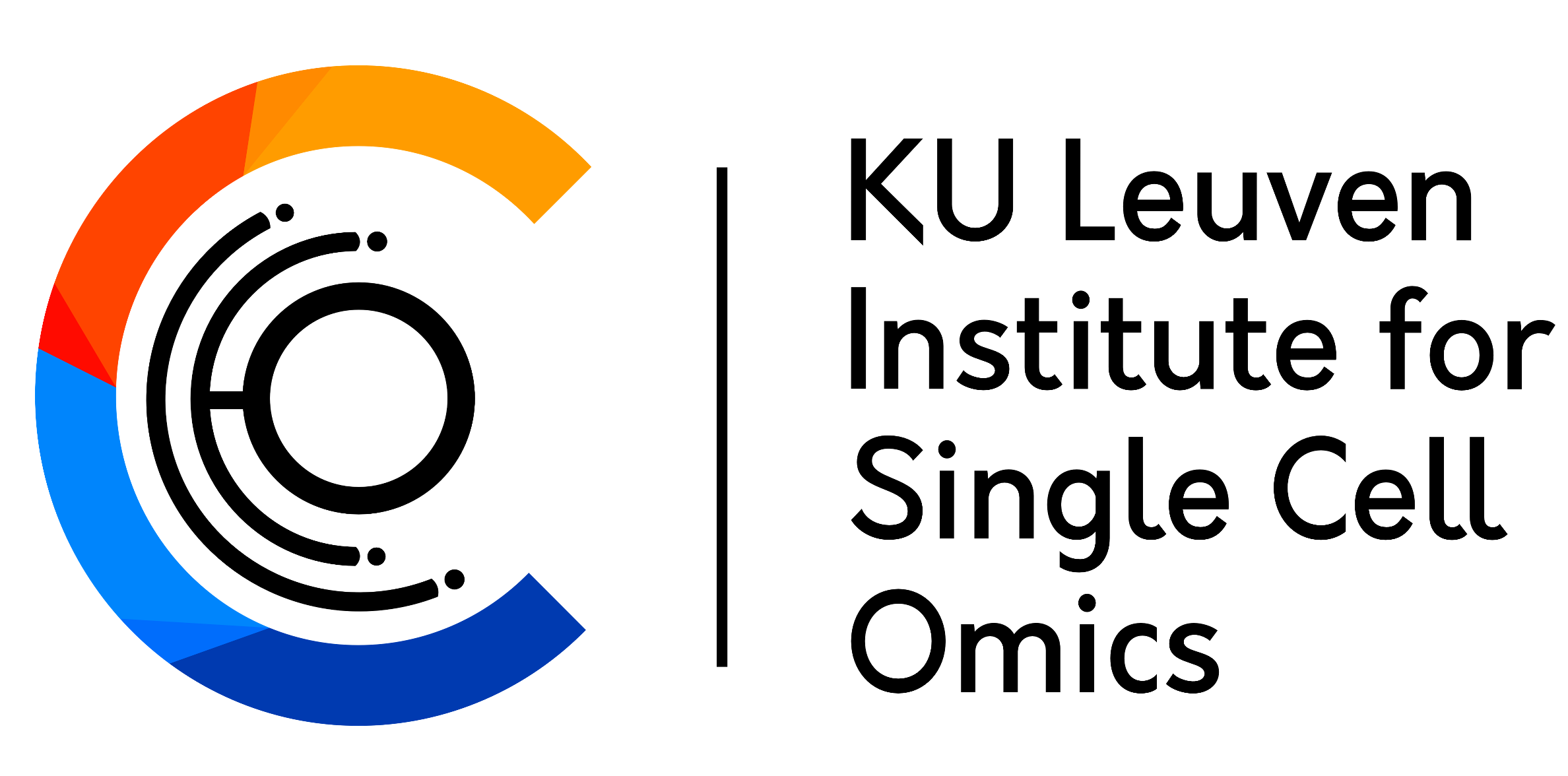 Logo of KU Leuven Institute for Single Cell Omics featuring a circular design with colored segments and the institute's name in black text.