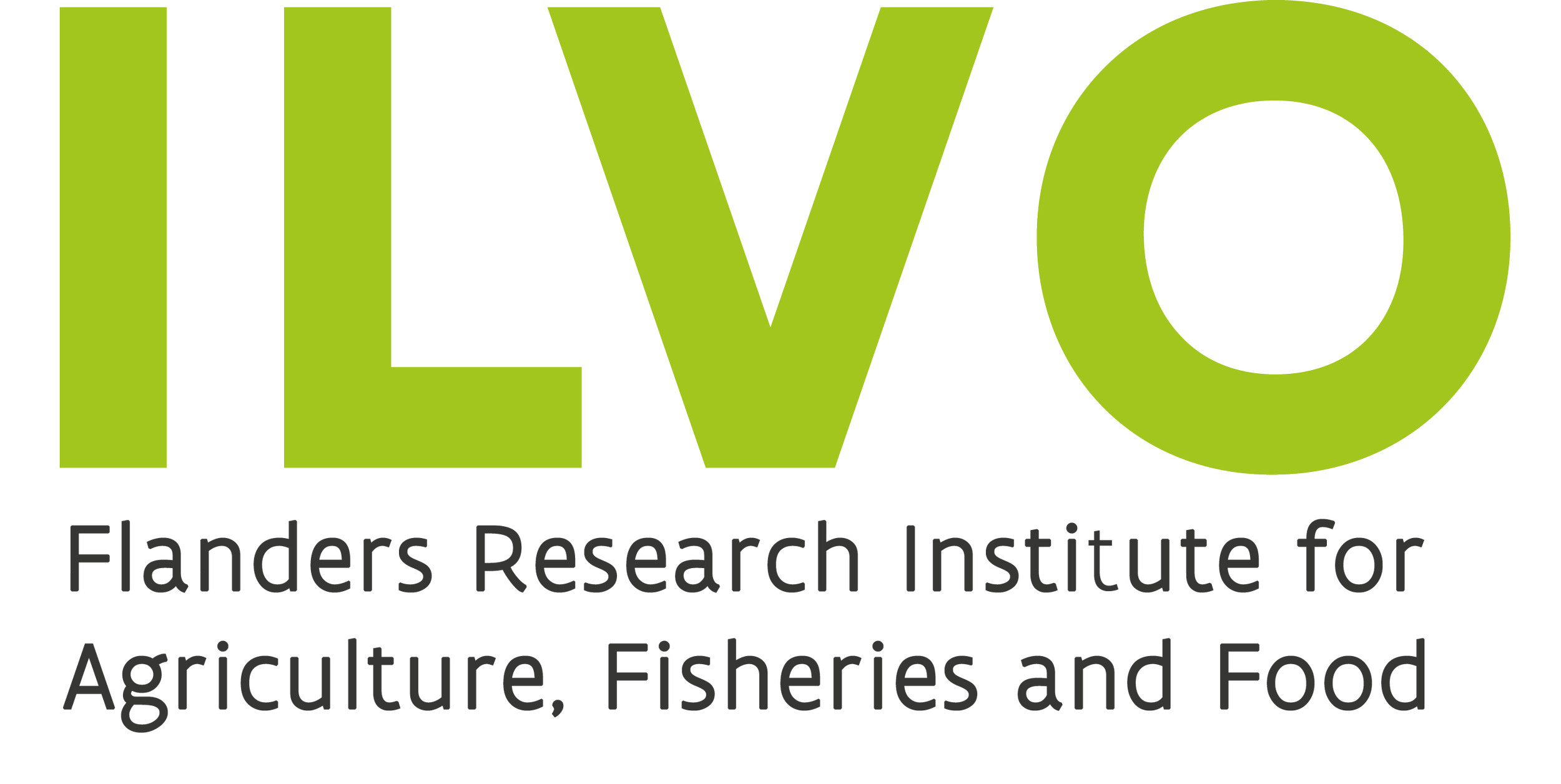 Logo of the Flanders Research Institute for Agriculture, Fisheries, and Food with the acronym ILVO in large green letters and full name beneath in black text.