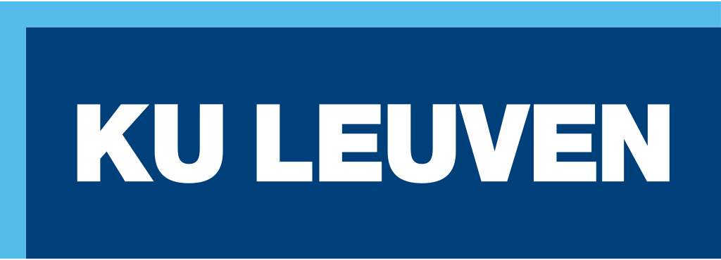 Blue rectangular banner with white text reading 'KU LEUVEN'.