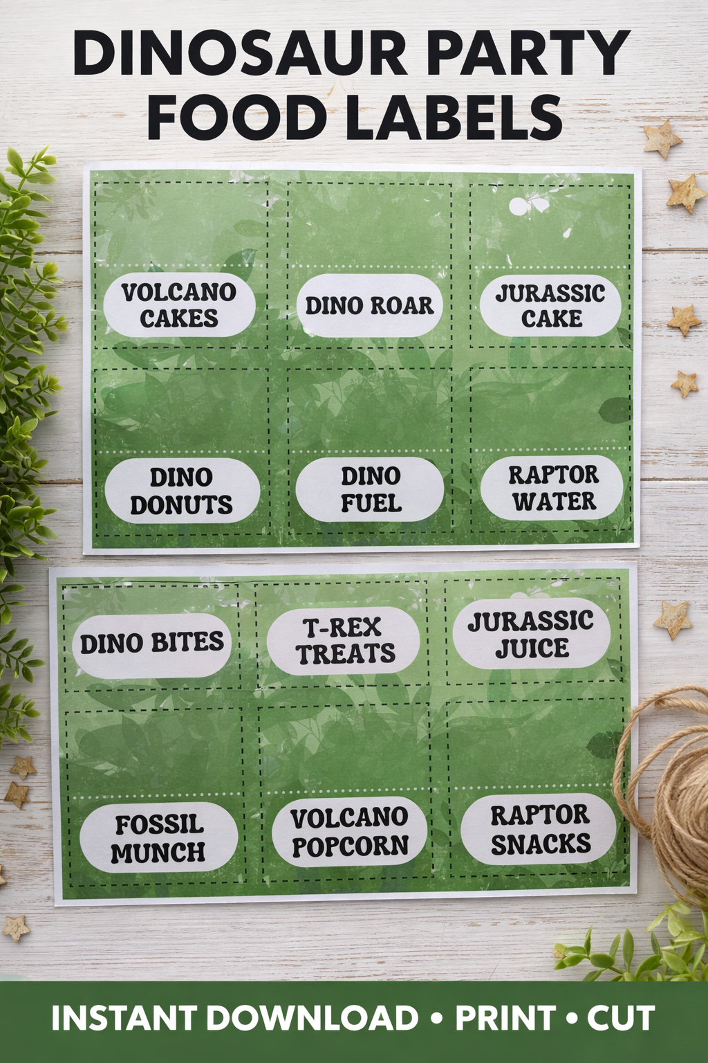 Dinosaur Party Food Labels Printable