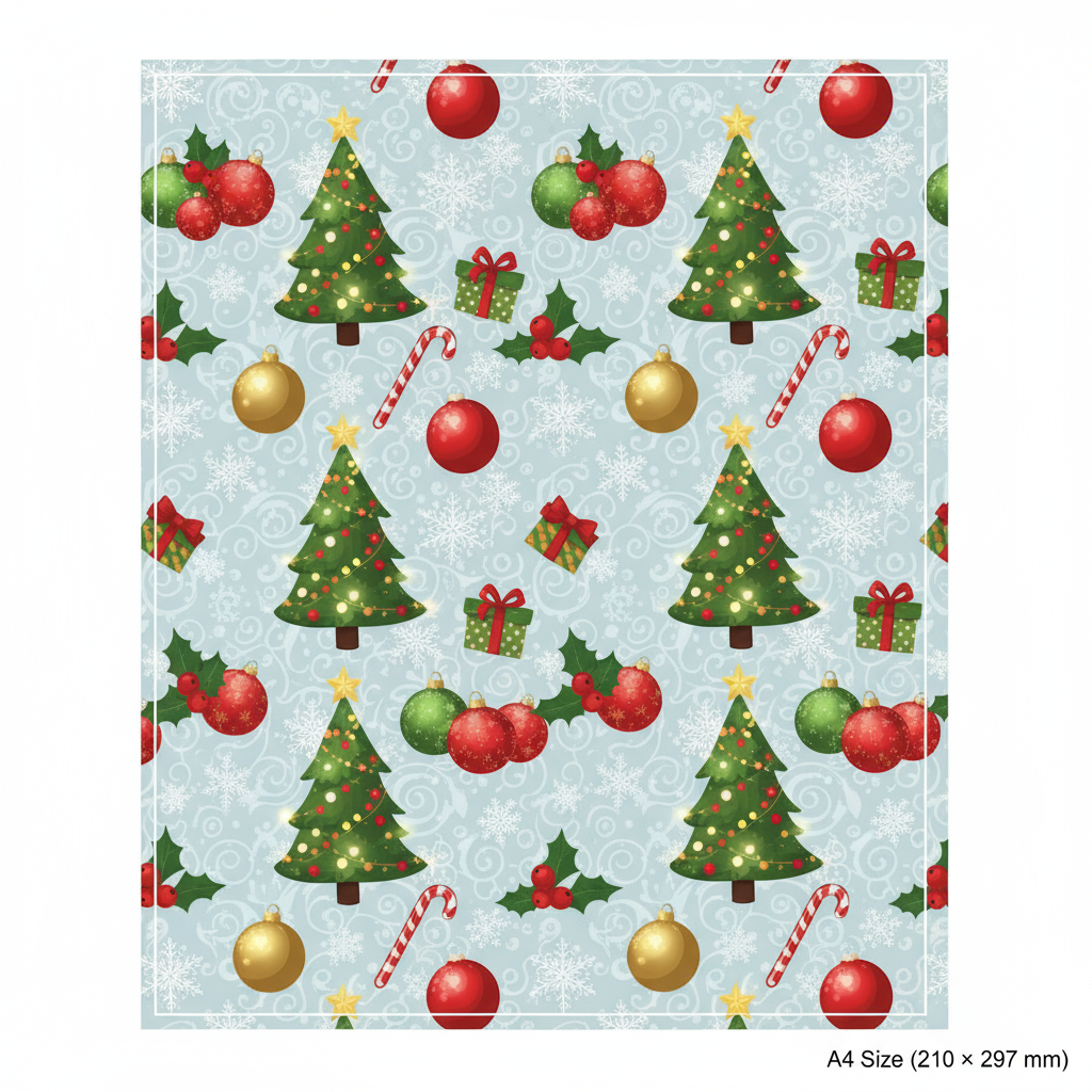 Christmas Digital Paper – Festive Holiday Background A4 Printable