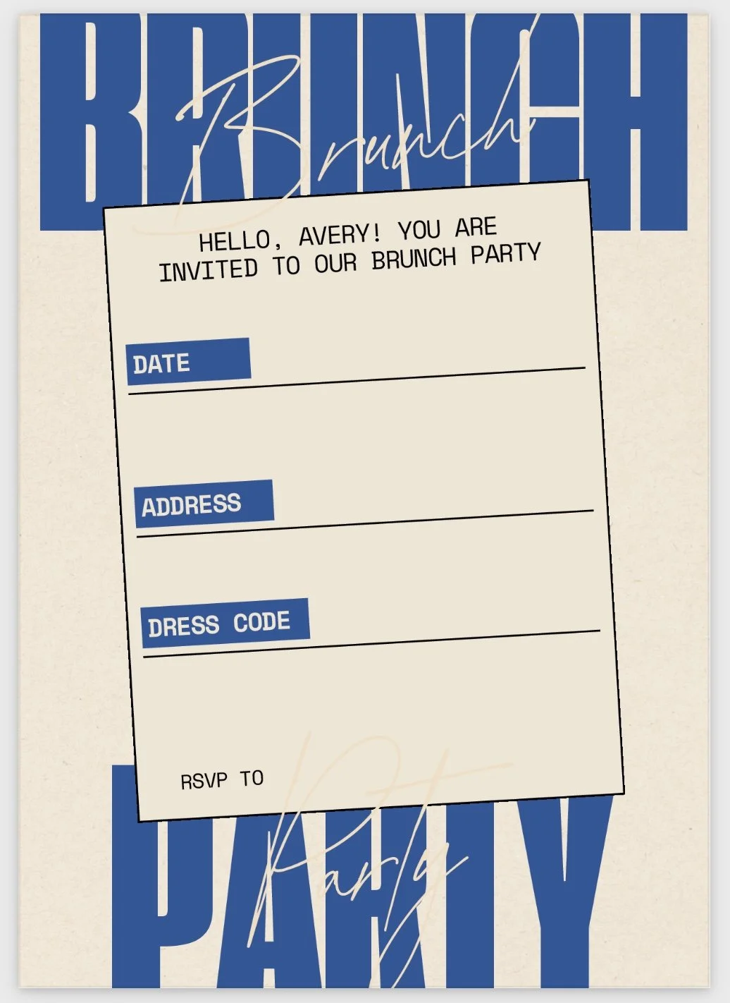 Brunch Invitation Template - Print-at-Home Brunch Party Invite
