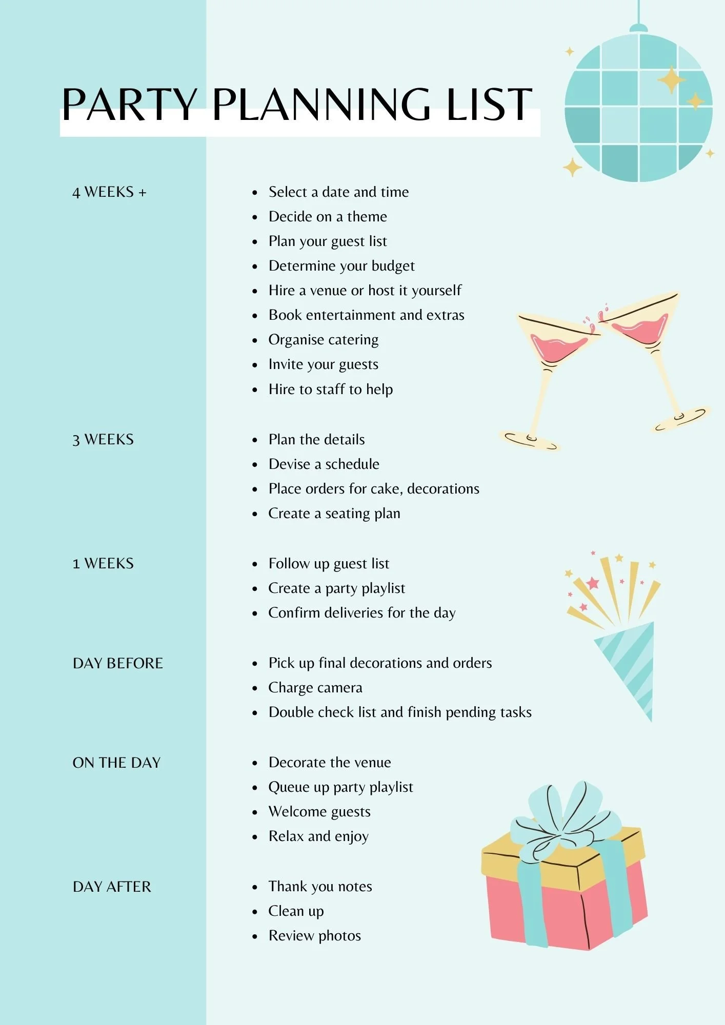 Baby Blue Party Planning List Printable
