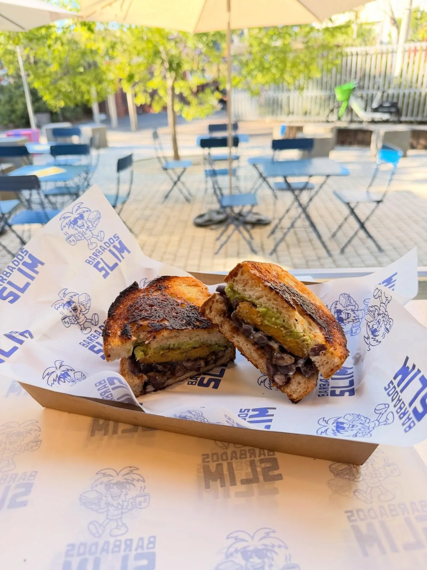 Plantain Paradise 🌴
Sweet fried plantains, seasoned black beans, smashed avo, lime crema + tamarind sauce, pressed golden in sourdough.

One bite and you&rsquo;re not in Windsor anymore.