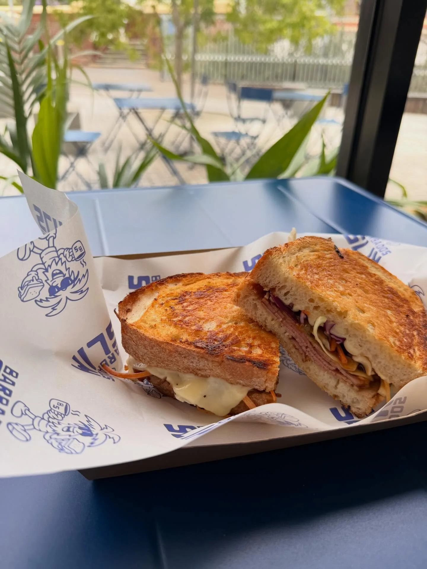 Rum Shop Reuben - Pastrami, Swiss cheese, rum-infused smoky BBQ slaw, homemade Bajan hot sauce, pickles, mango chutney, and caramelised onion.

A Bajan spin on the classic Reuben, rich, tangy, unforgettable.

#barbadosslim #coffee #toasties #windsor