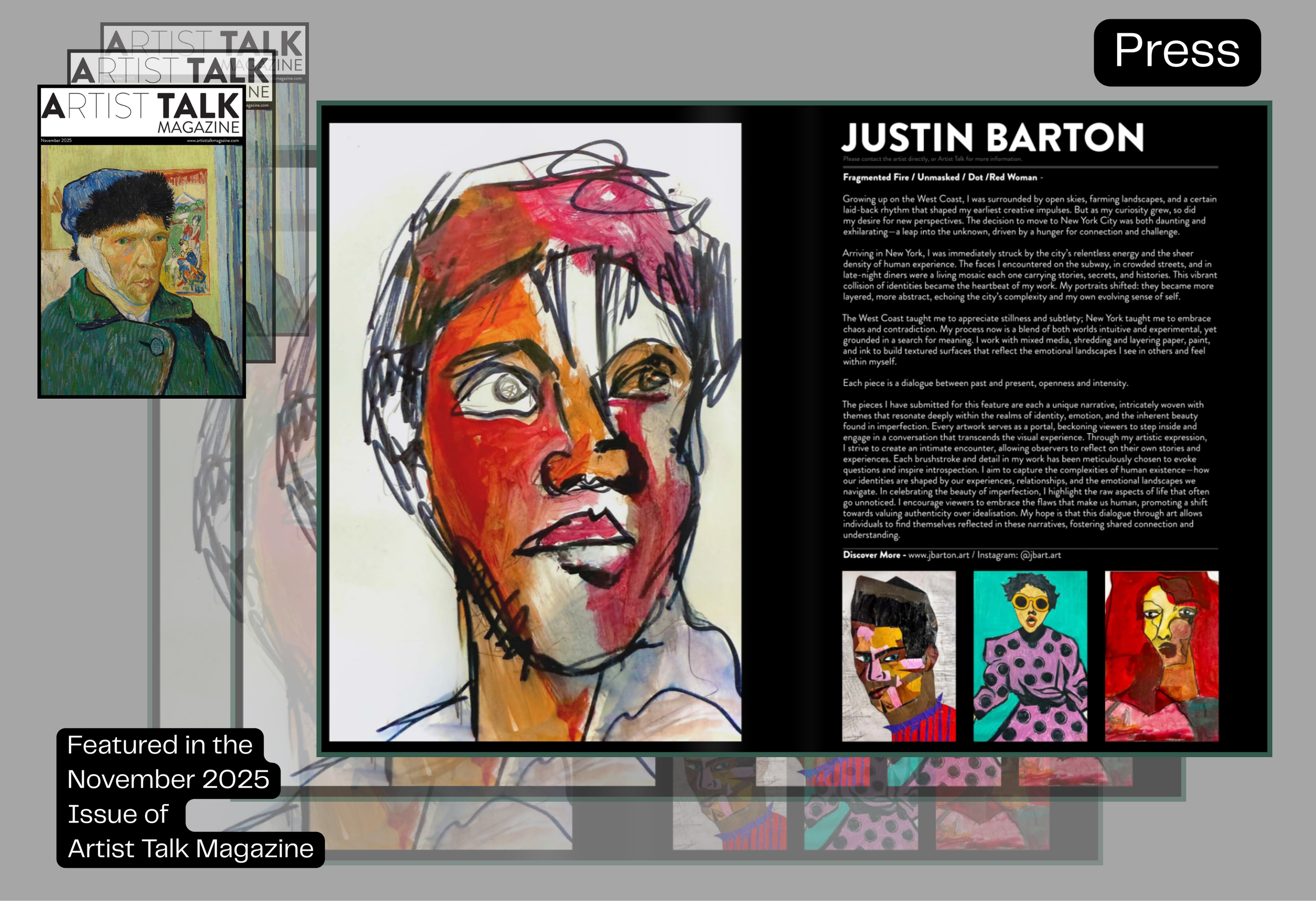Press: Justin in Artist TAlk LAtest Issue