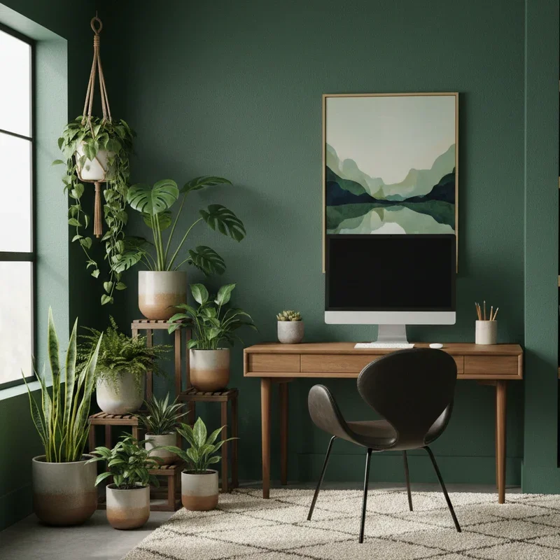 Dark Green Home Office Ideas