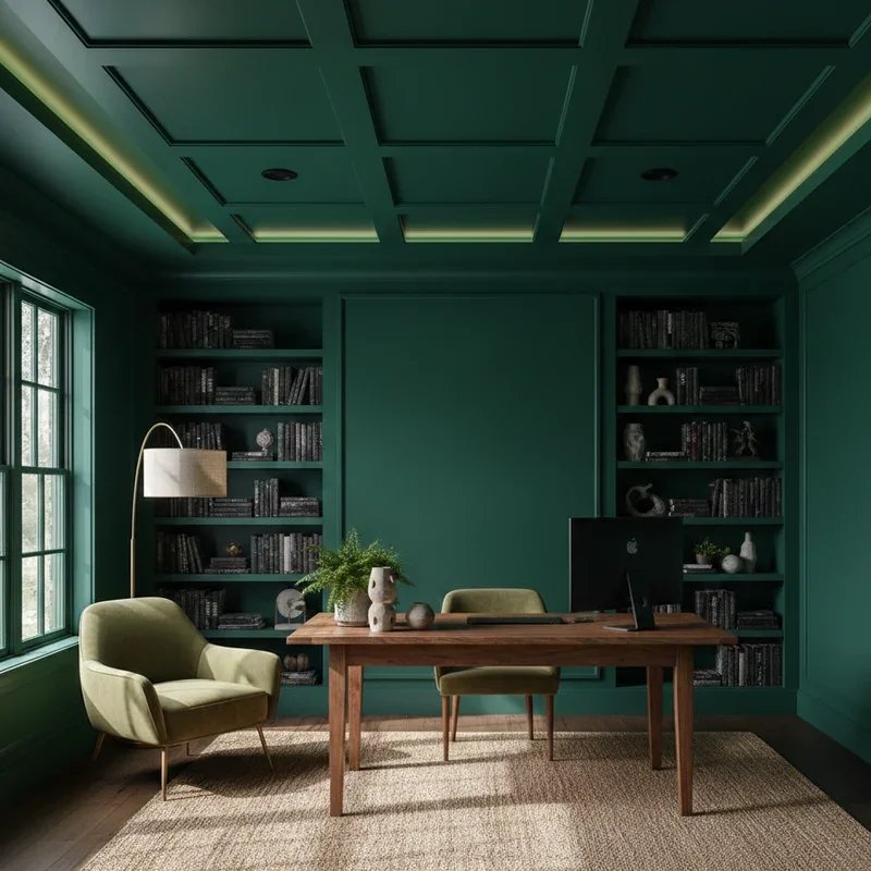 Dark Green Home Office Ideas