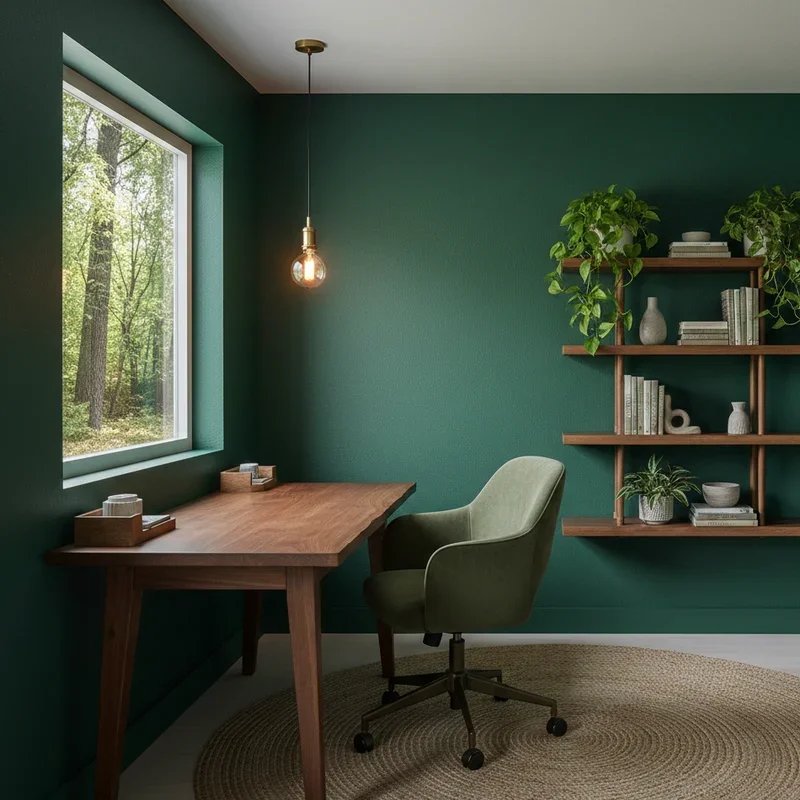 Dark Green Home Office Ideas