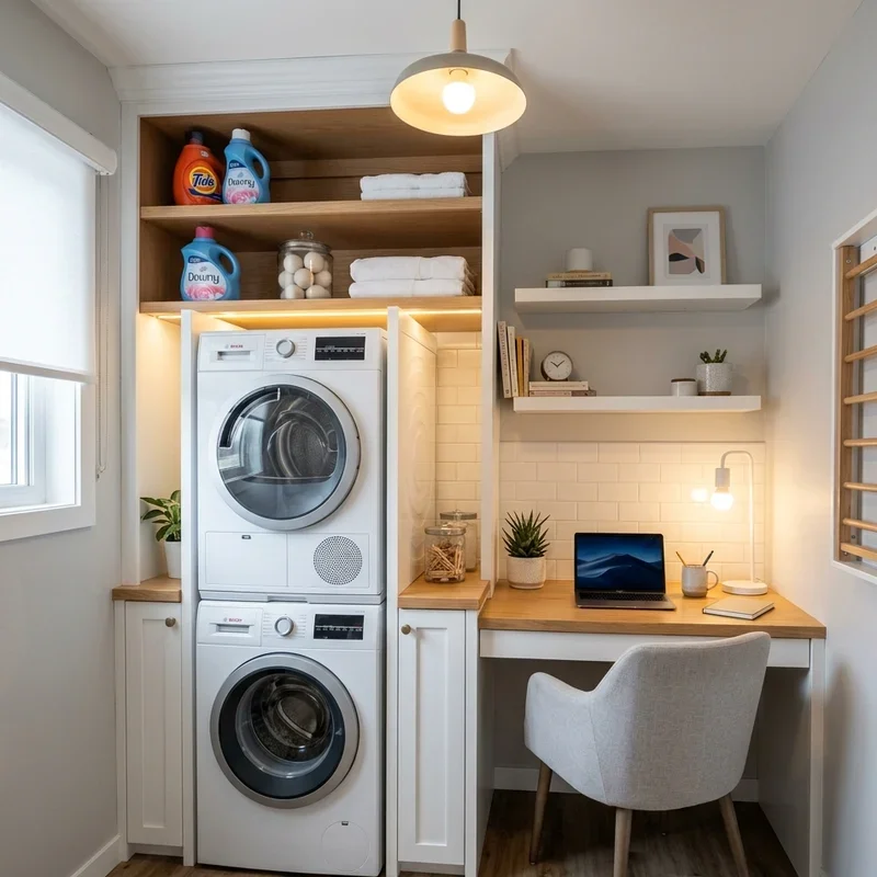 Small Laundry Room Office Combo Ideas