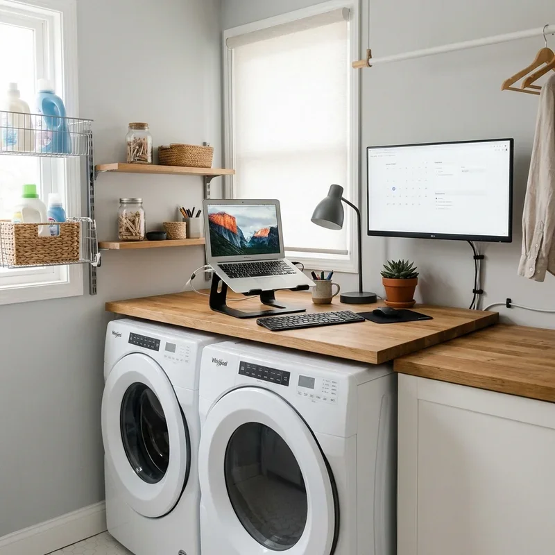 Small Laundry Room Office Combo Ideas
