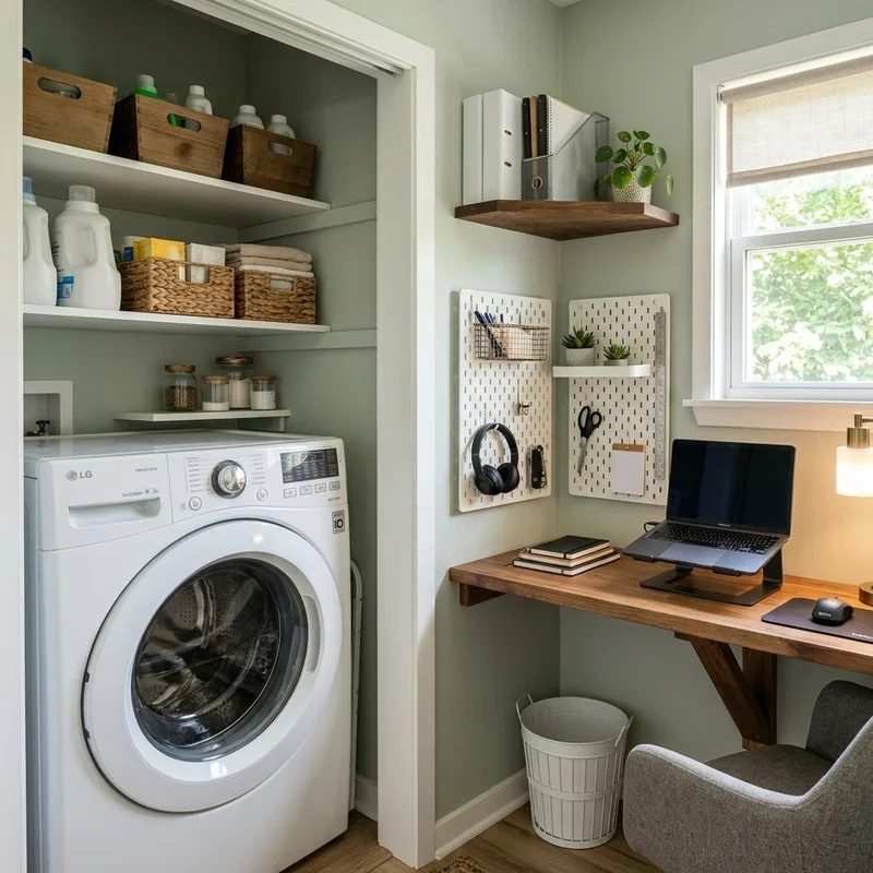Small Laundry Room Office Combo Ideas