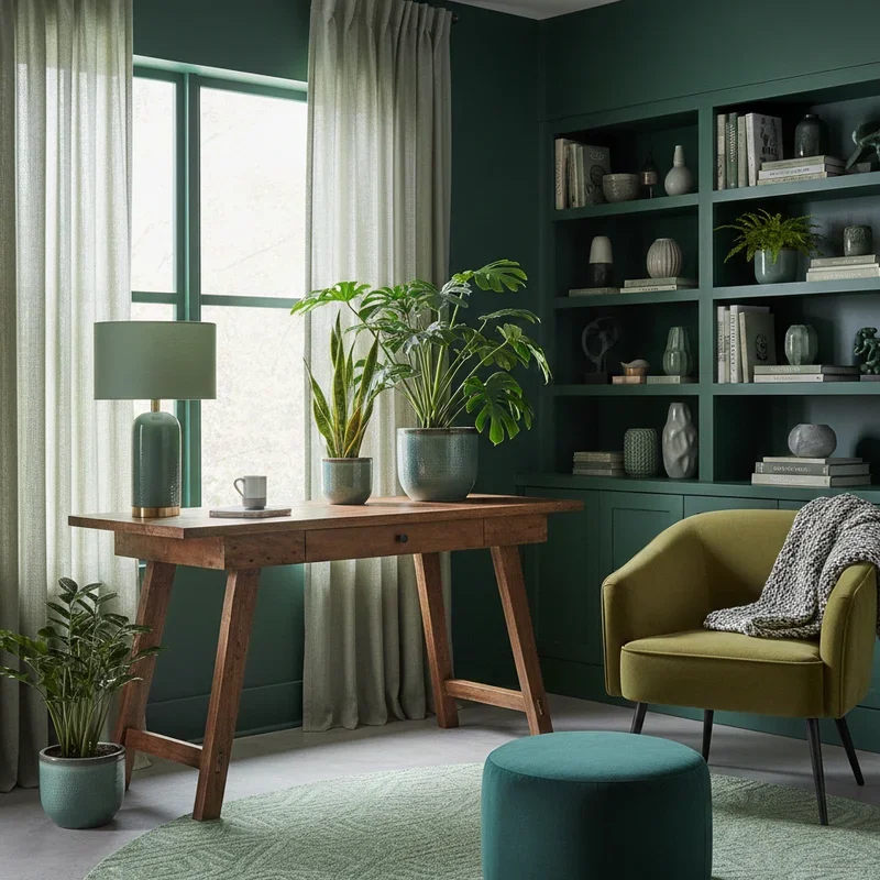 Dark Green Home Office Ideas