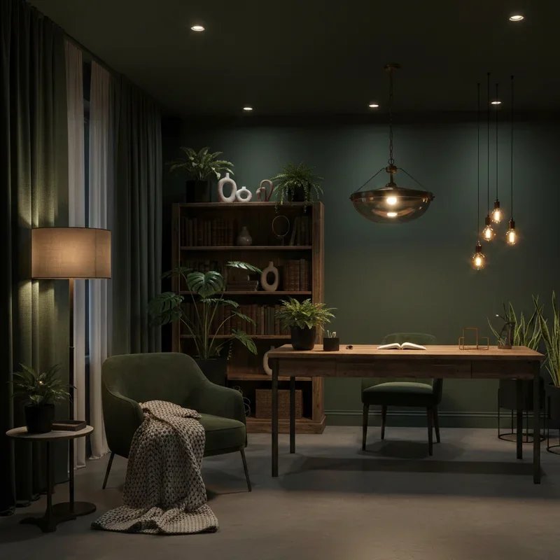 Dark Green Home Office Ideas