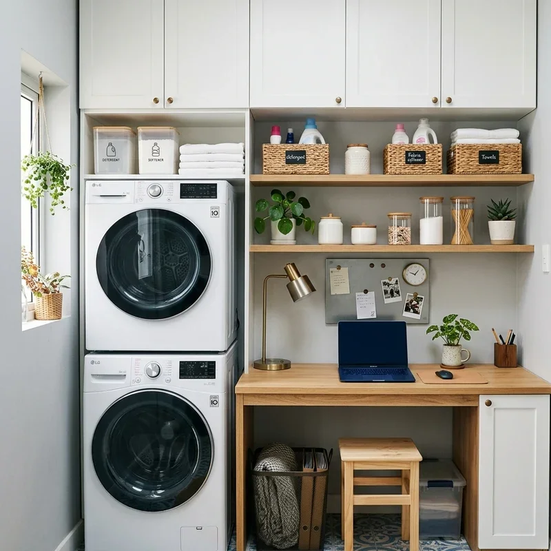 Small Laundry Room Office Combo Ideas