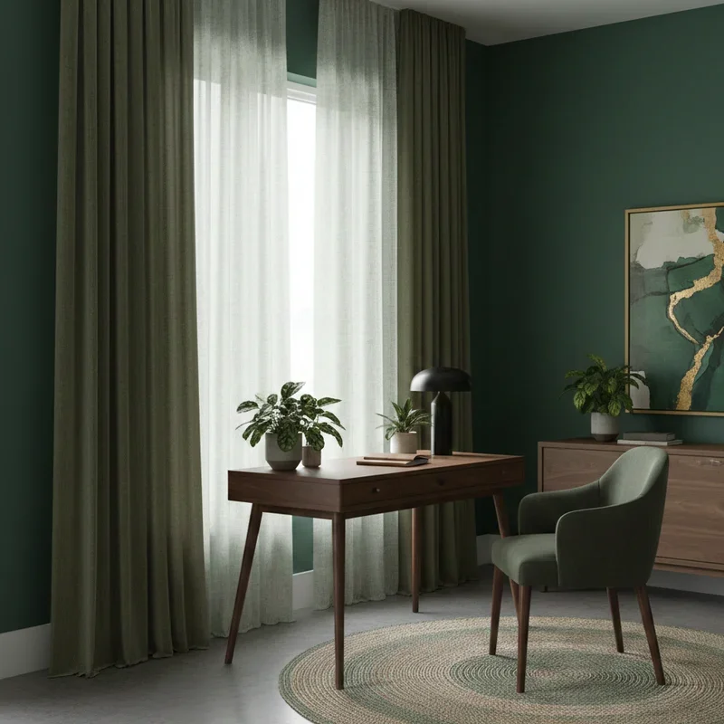 Dark Green Home Office Ideas