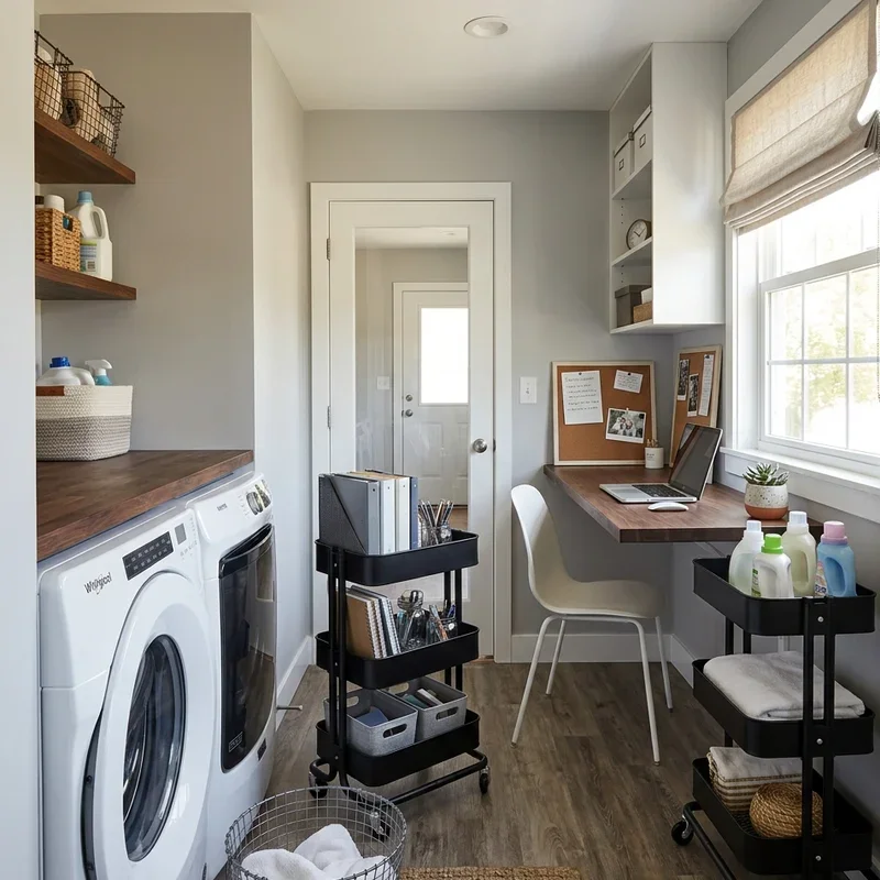 Small Laundry Room Office Combo Ideas