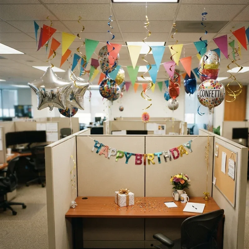Office Cubicle Birthday Decoration Ideas