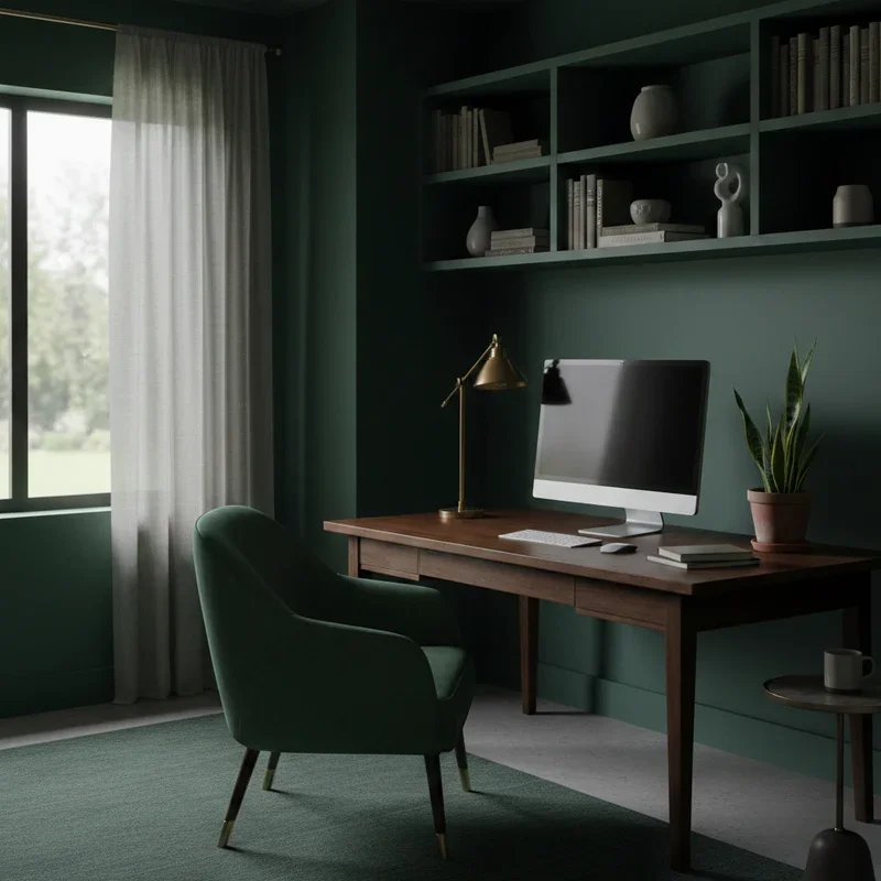 15 Dark Green Home Office Ideas for a Calm Productive Space