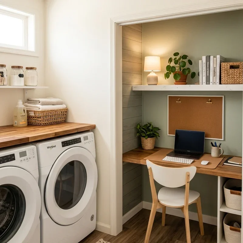 Small Laundry Room Office Combo Ideas